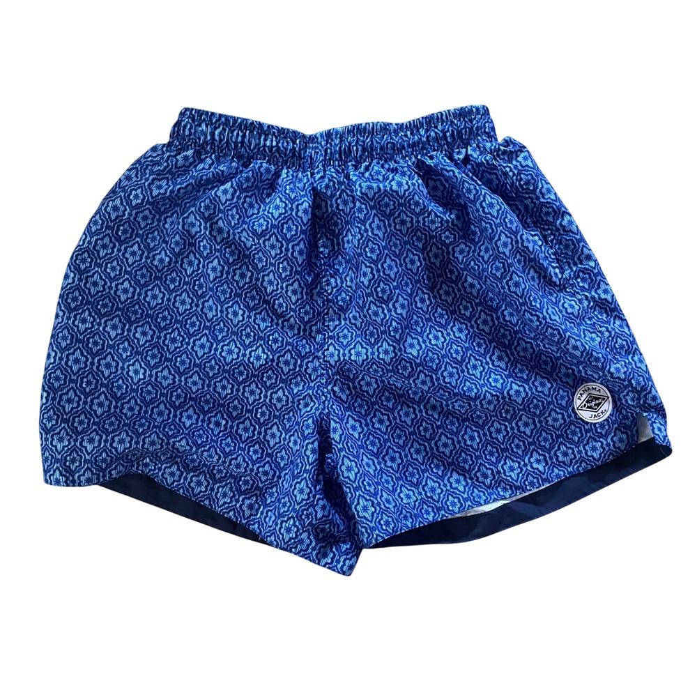 Panama Jack Mens Blue Geometric Print Swim Trunks Mesh Lined Shorts Large